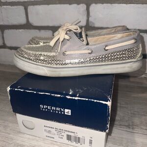 Sperry Women's Silver Sequin Sneakers